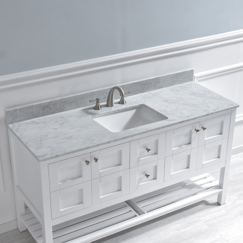WoodBridge 61" Single Bathroom Vanity Top in Carra White with Sink